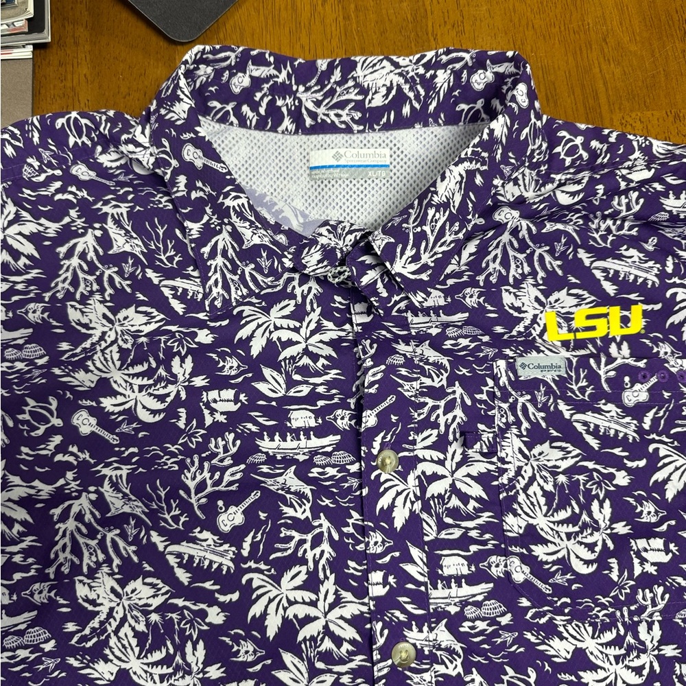 LSU Columbia PFG Tropical Fishing Shirt XL